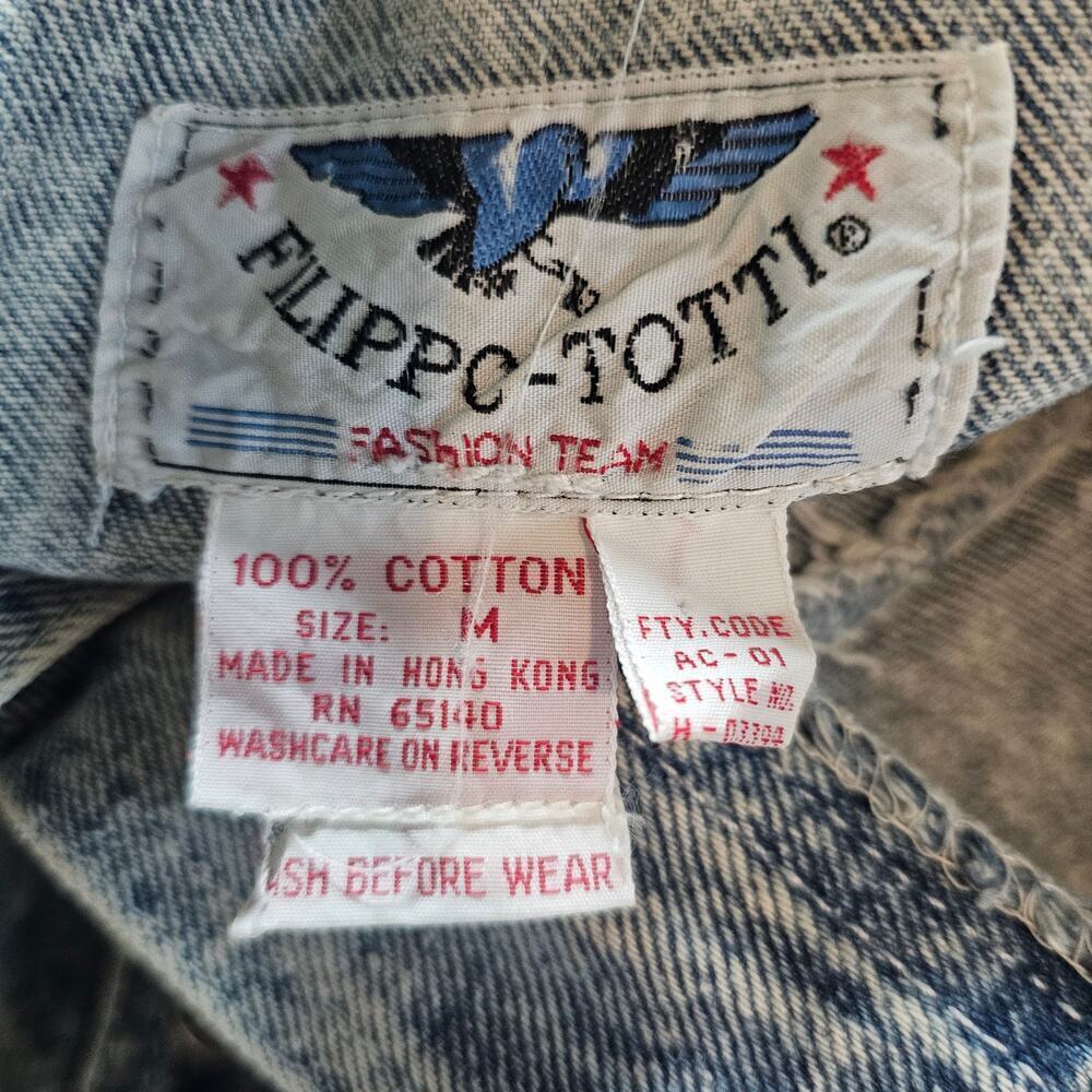 Vintage Denim Jacket Womens Large Blue Acid Wash Retro Glam Rock Oversized Punk - Picture 10 of 10
